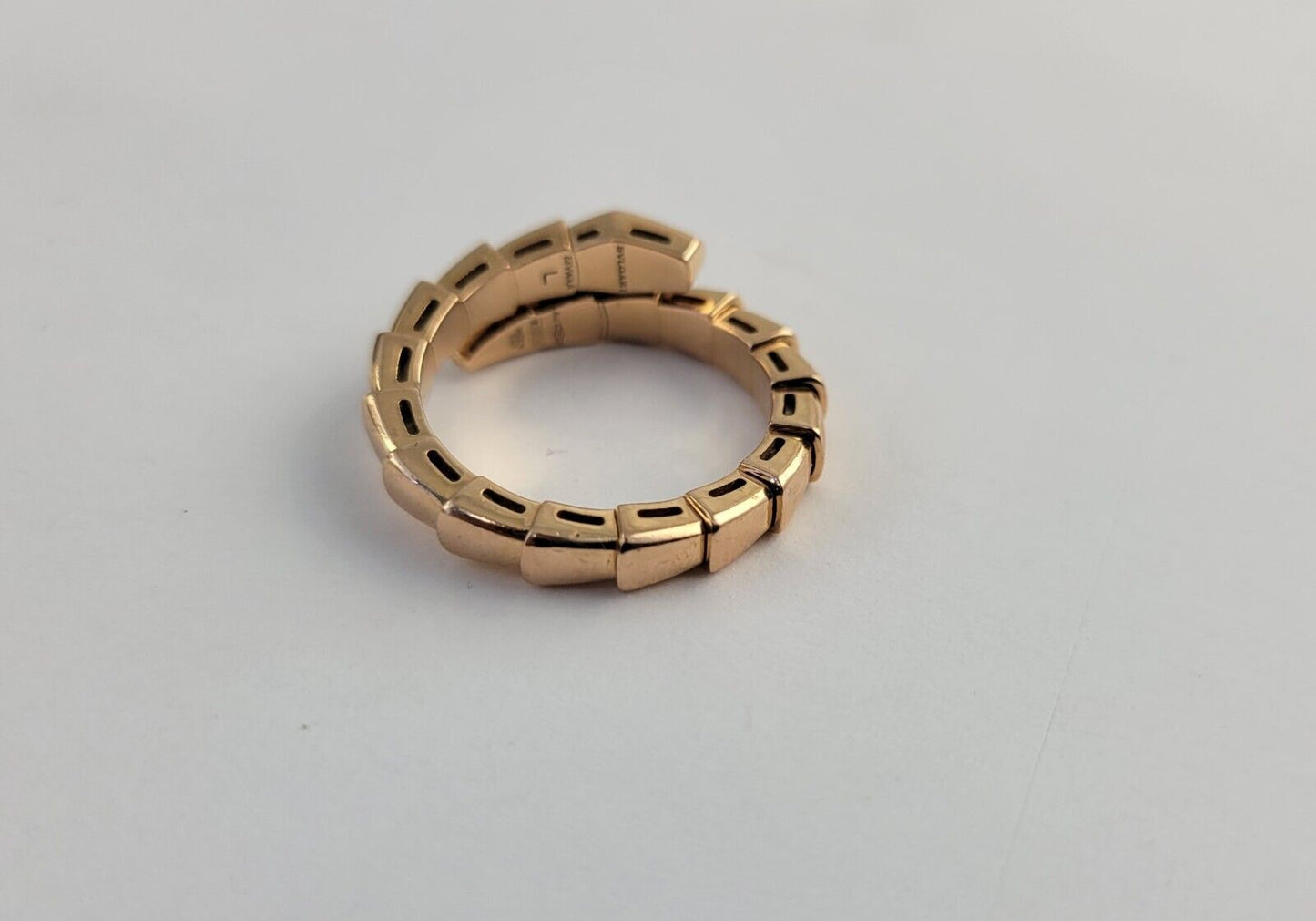 BVLGARI Ring Serpenti Viper US7-7.75 L Engraved 18K 750 Yellow Gold Band