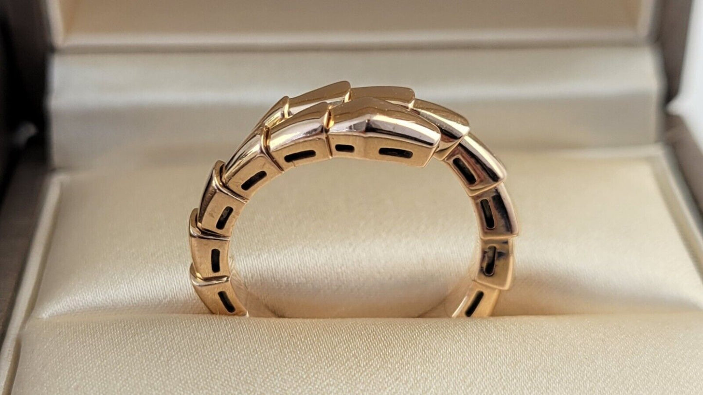 BVLGARI Ring Serpenti Viper US7-7.75 L Engraved 18K 750 Yellow Gold Band