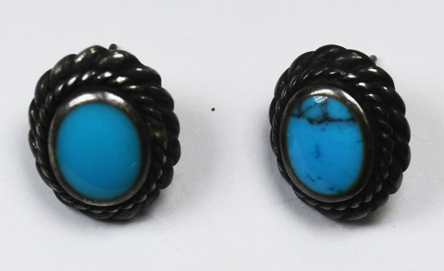 Sterling Silver Oval Turquoise Earrings 18mm x 15mm