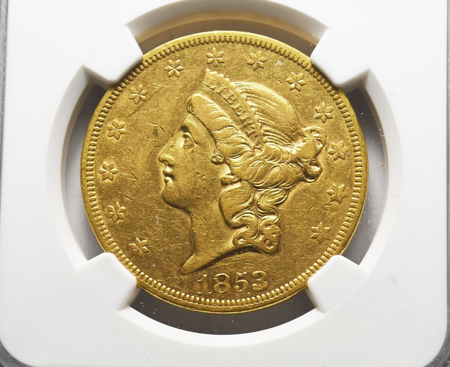 1853/2 $20 Liberty Head Gold Double Eagle Philadelphia B-7162 FS-301 NGC XF45