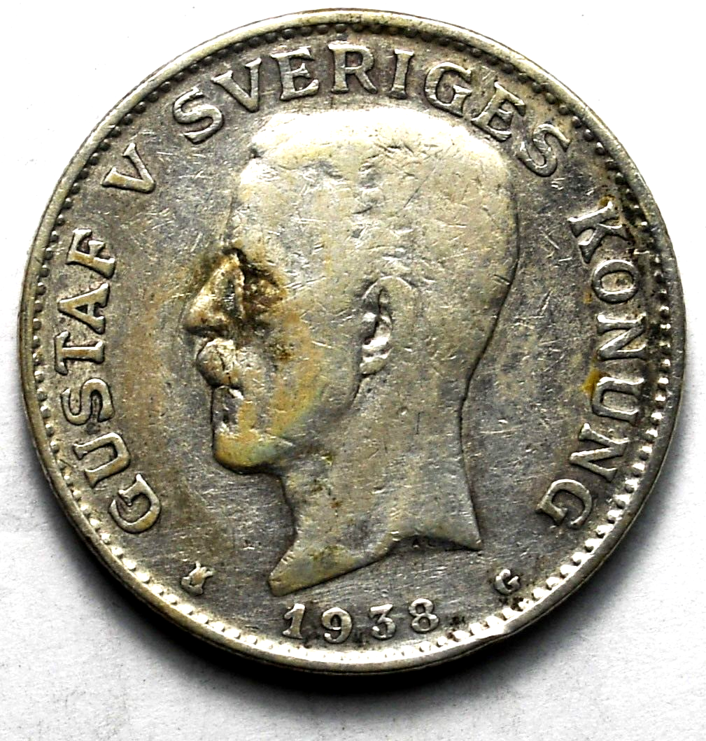 1938 Sweden Krona Silver Coin KM# 786.2