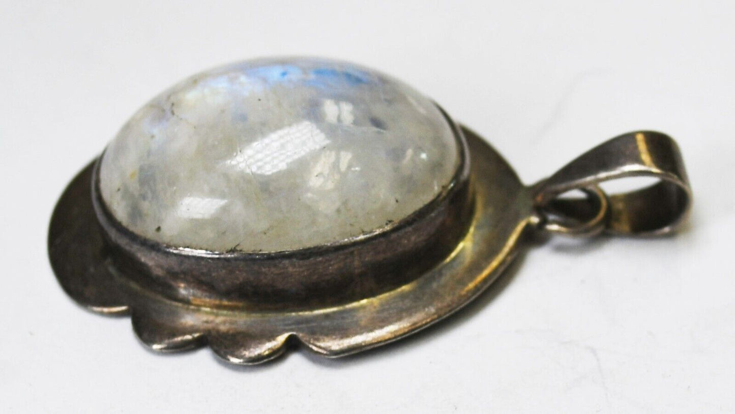 Sterling Silver Oval Iridescent Crackle Quartz Pendant 42mm x 23mm