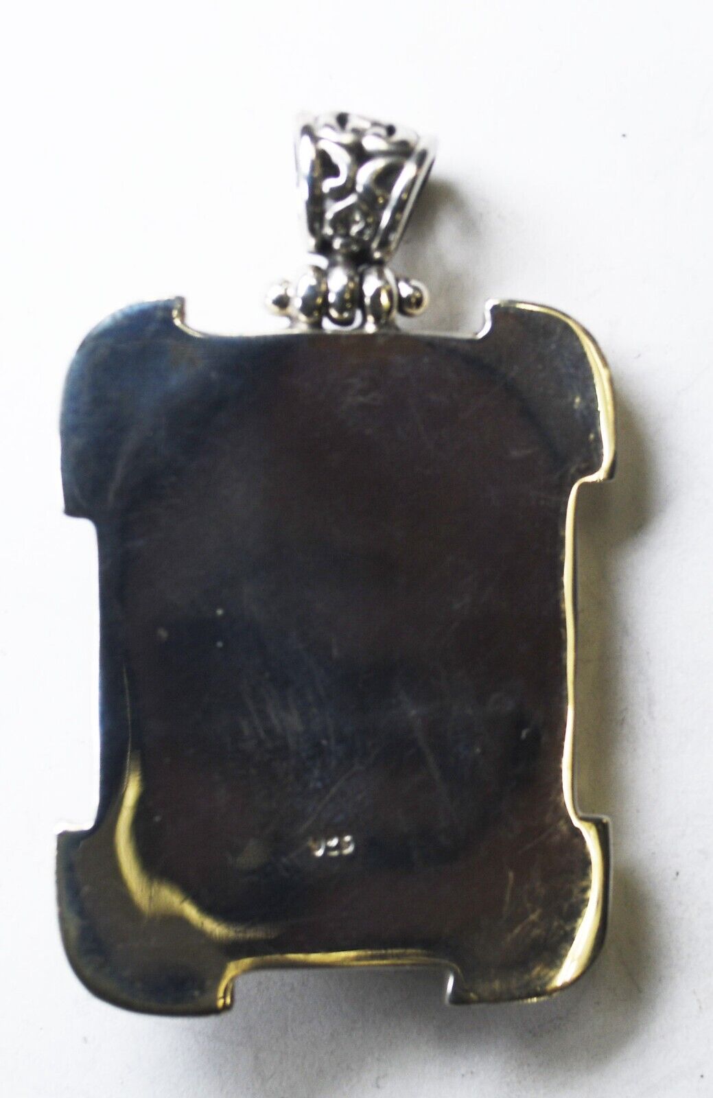 Sterling Silver Rectangle Ocean Jasper Pendant 57mm x 35mm