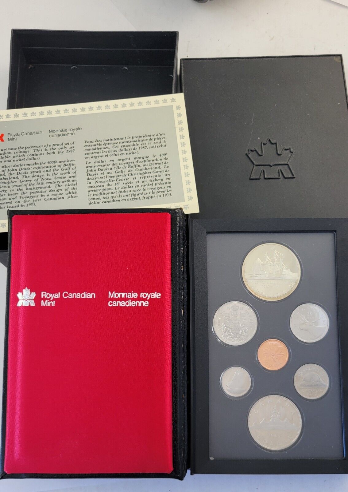 1987 Canada Proof Set 7 Coin Detroit de Davis Strait Canadian w/Box & COA