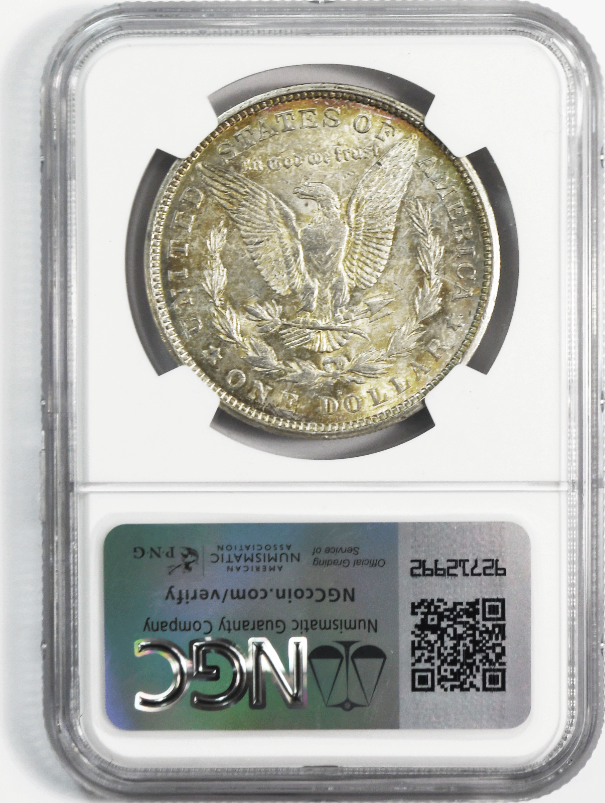 1921 D $1 Morgan Silver One Dollar NGC MS61 Denver Rainbow Reverse