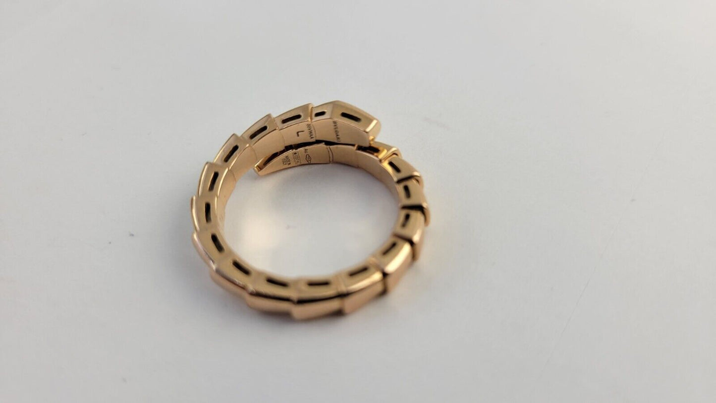 BVLGARI Ring Serpenti Viper US7-7.75 L Engraved 18K 750 Yellow Gold Band
