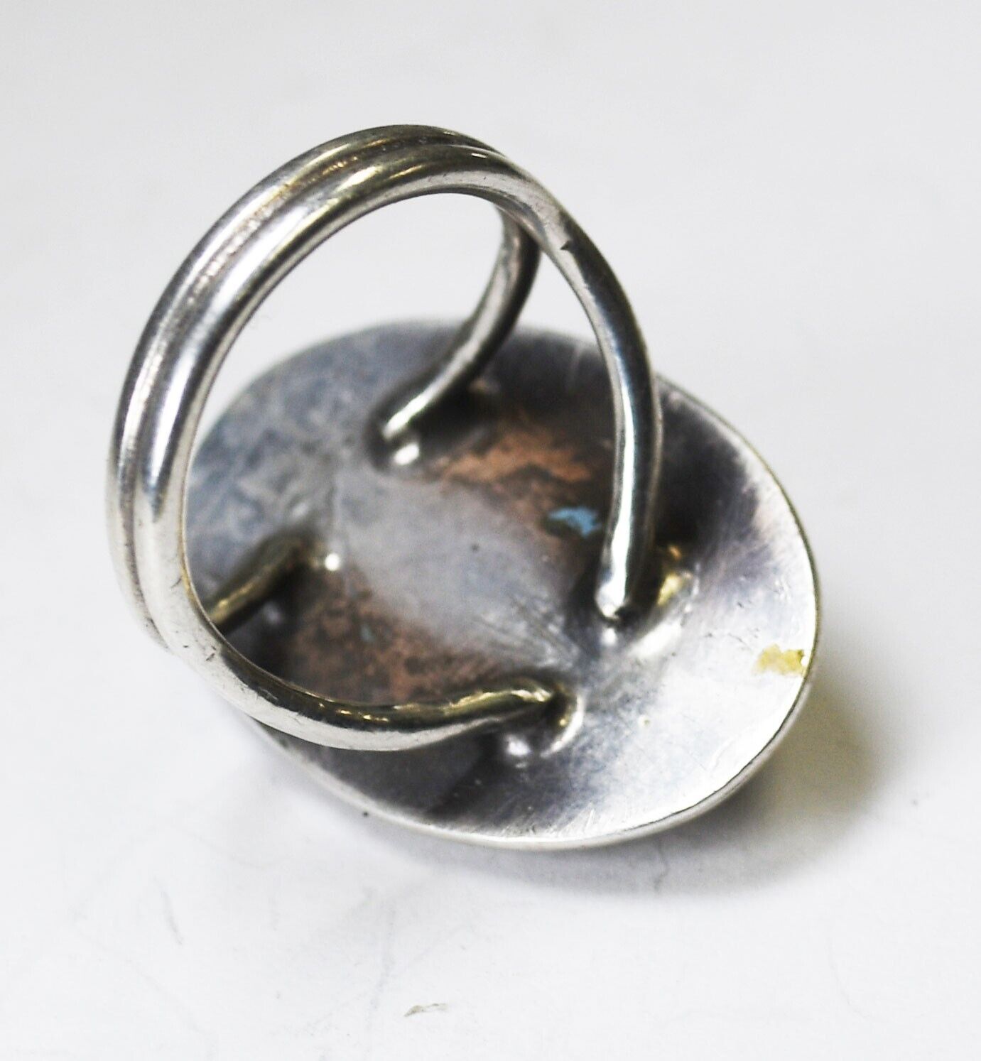 Sterling Silver Green Turquoise Shadow Box Ring 28mm Size 6.5