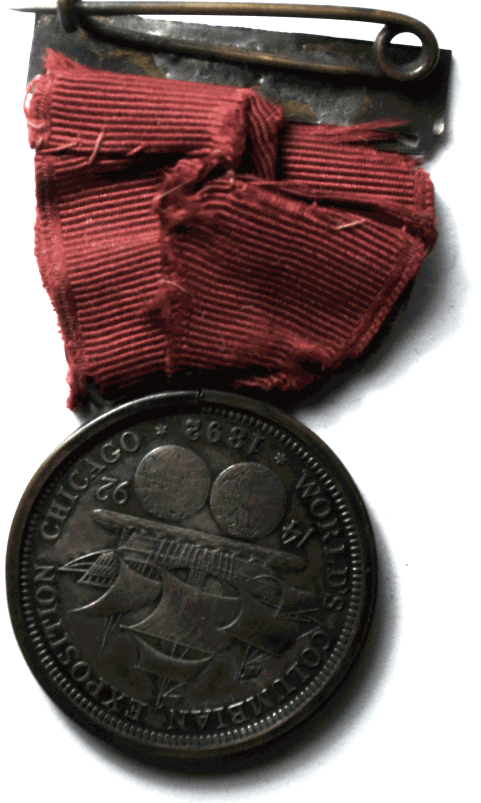 1892 50c Columbian Exposition Commemorative Silver Chicago Day Ribbon