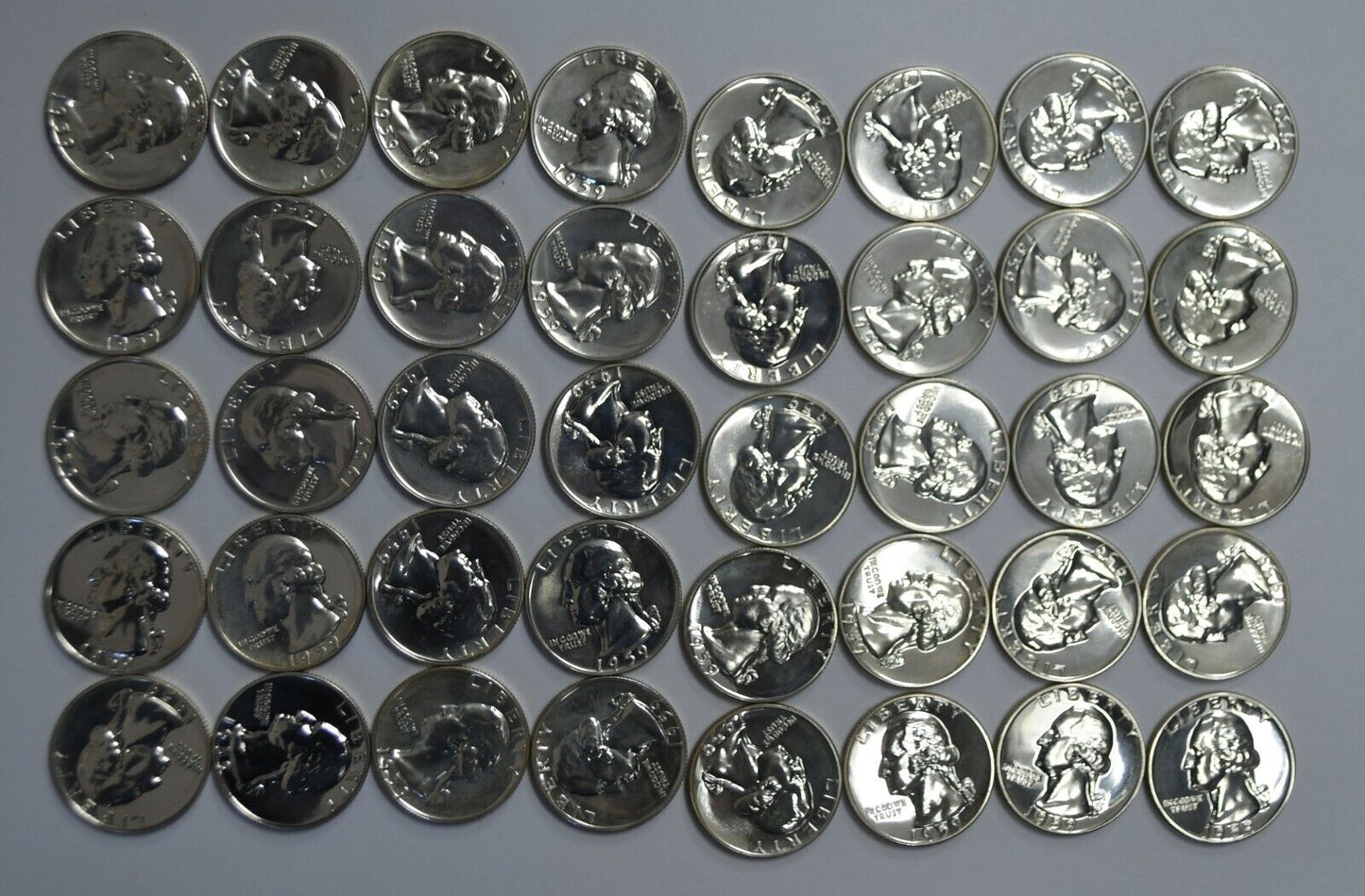 40pc Roll of 1959 25c Washington Silver Quarter Dollar Proof Coins