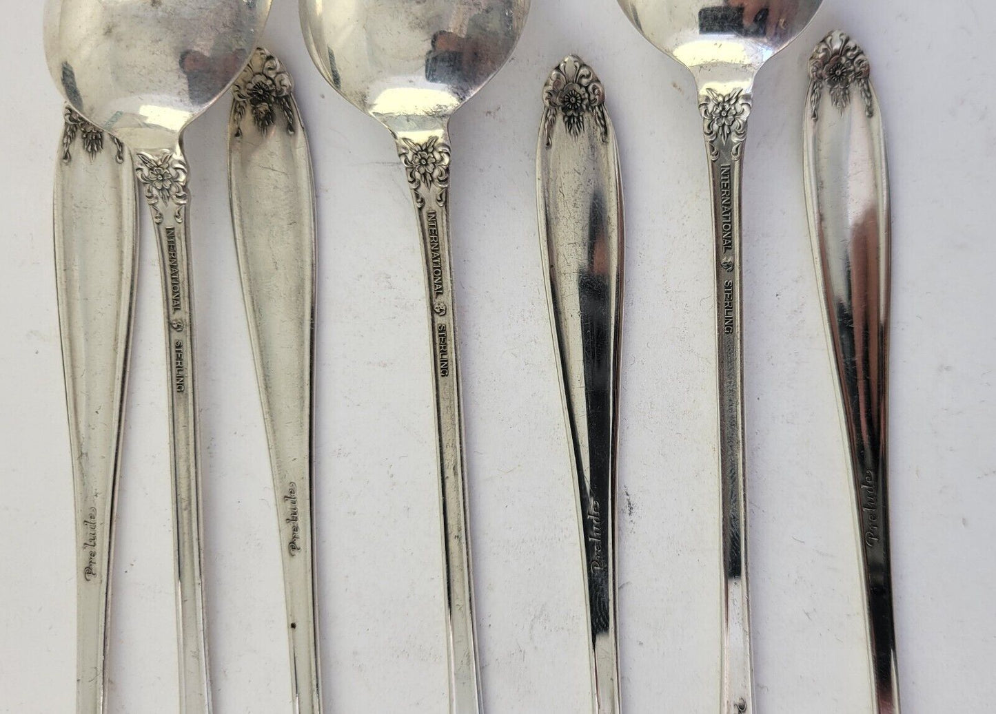 7pc. International Prelude Sterling Silver 7 3/8" Long Iced Tea Spoons 6.3oz.