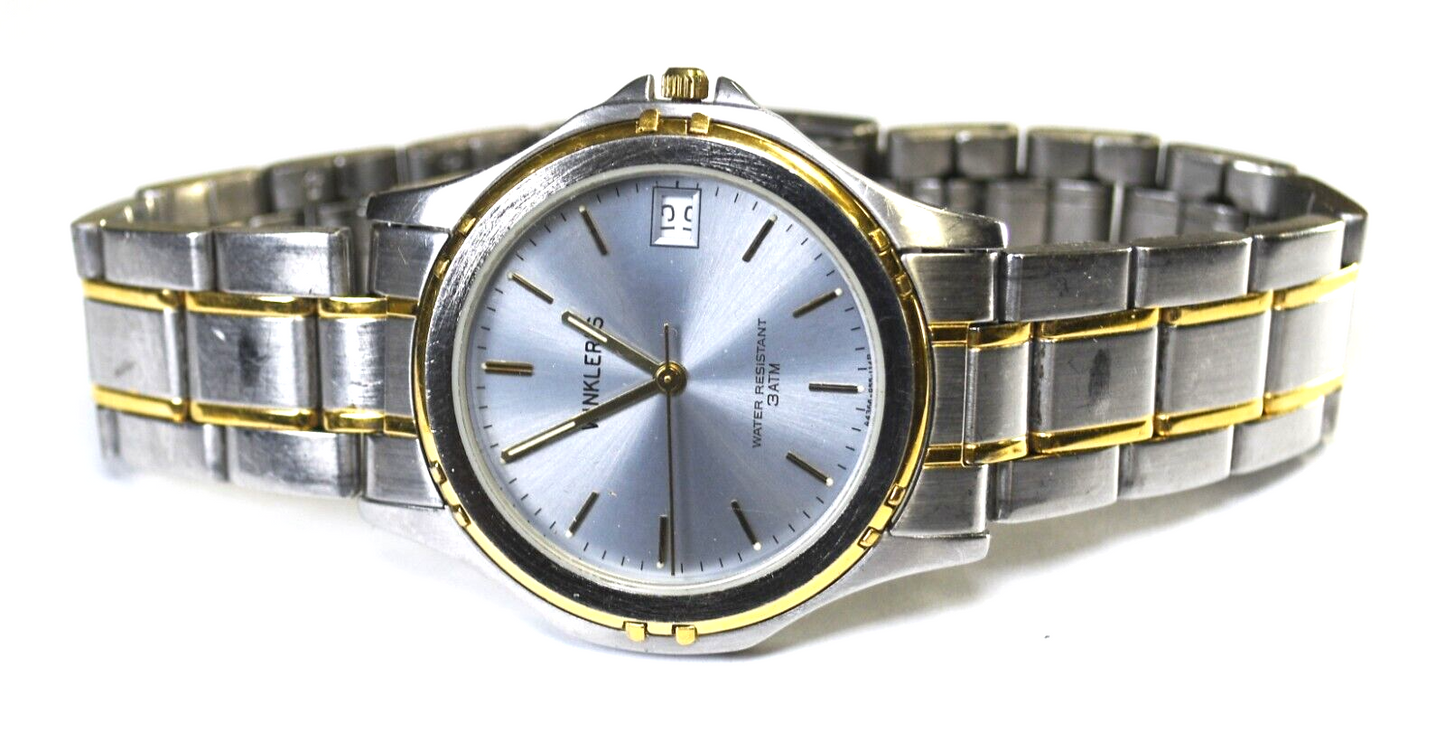 Winkler's Quartz 955 114 Two Tone Wristwatch Not Running 35mm 7" Wrist
