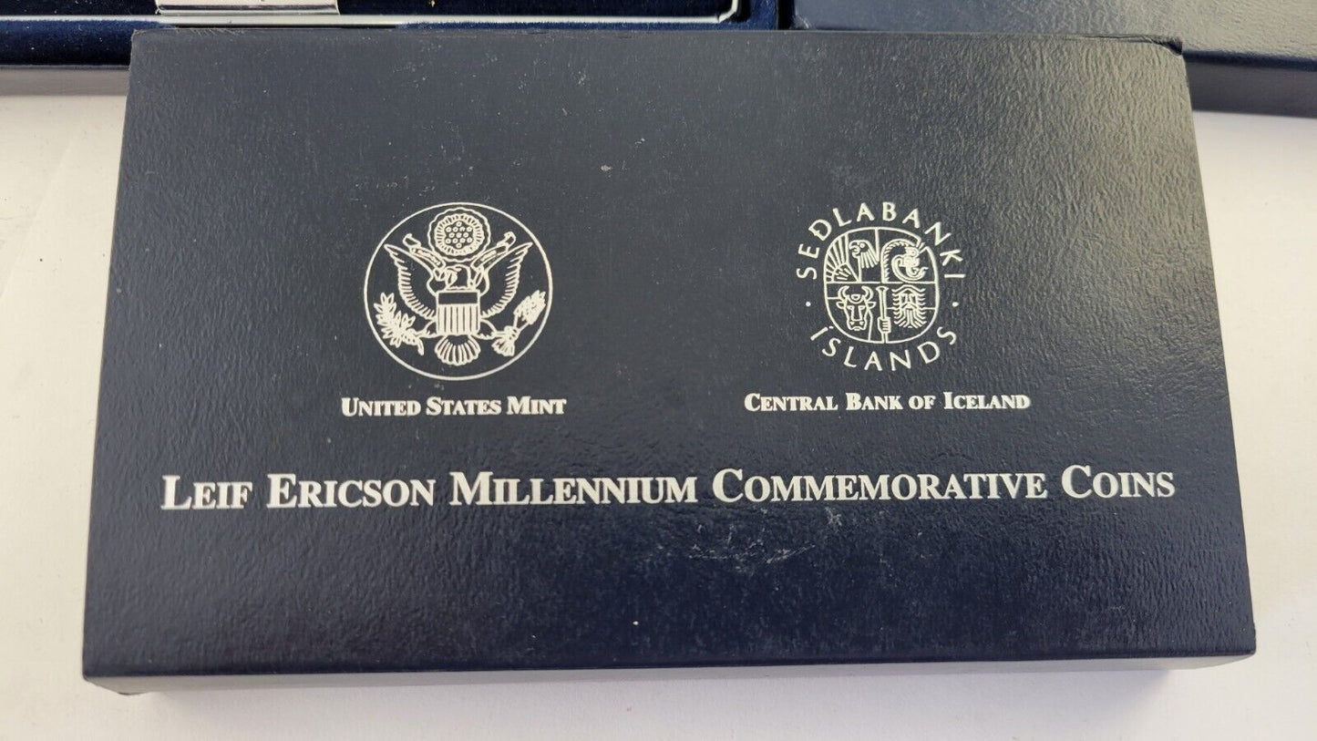 2000 Leif Ericson Millennium Commemorative Two Coin Proof Silver Set