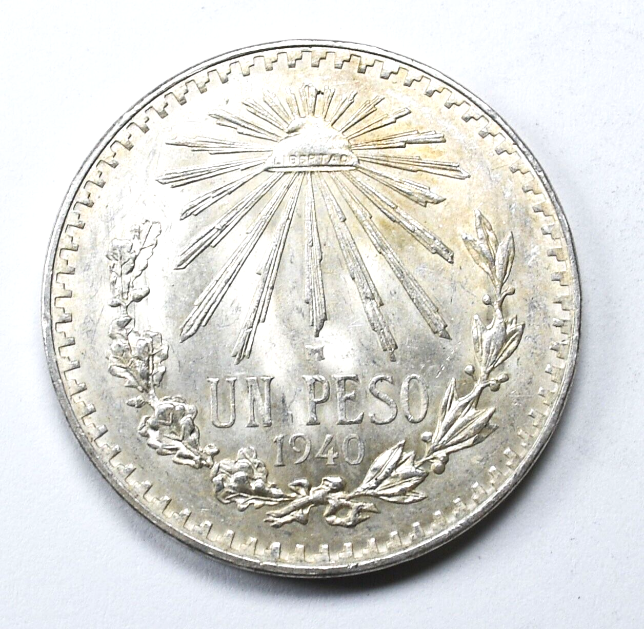 1940 Mexico Silver One Peso Coin KM#455
