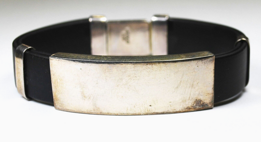 Sterling Silver Mexico Rubber 17mm ID Bracelet 8"