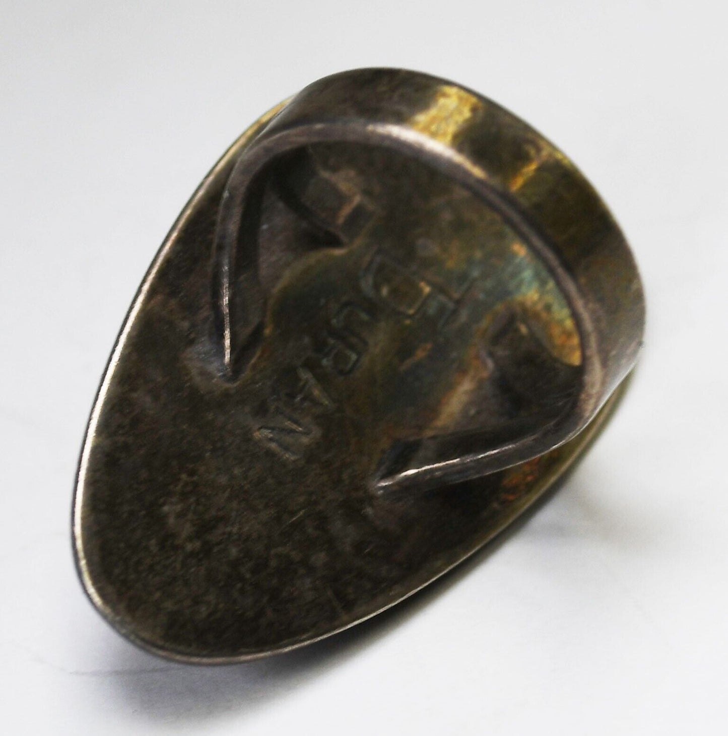 Sterling Silver Duran Teardrop Ovoid Coral Ring 37mm Size 6-1/2