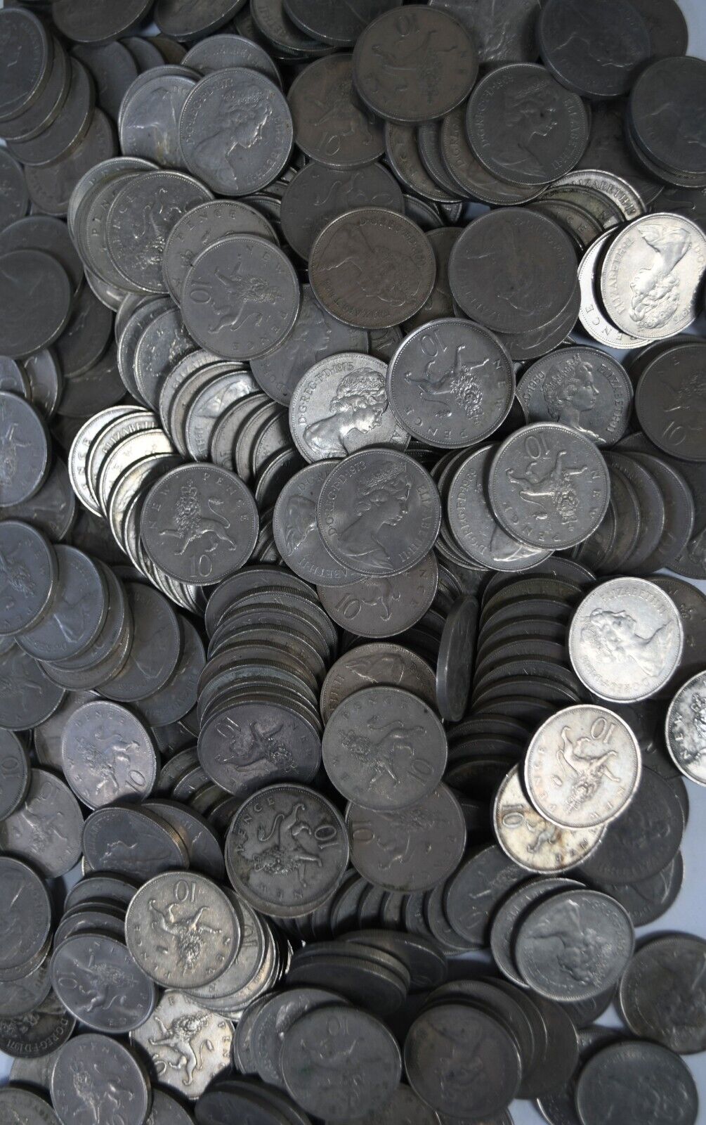 335pc Great Britain New Ten Pence Coins 1968-1980