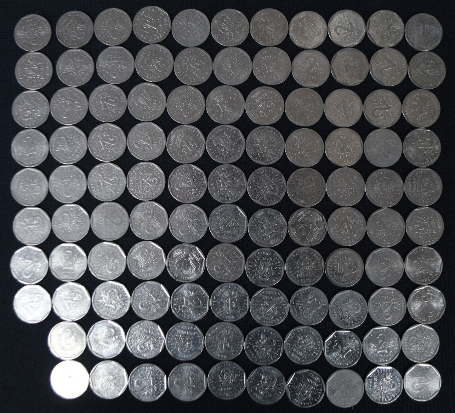 108pc France Five 2 Francs Coins Lot 1979-1998