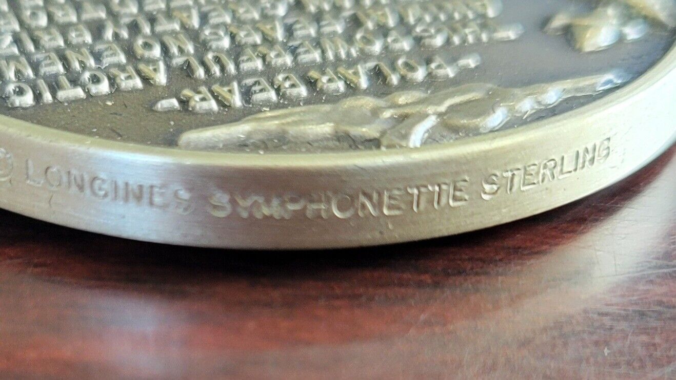 Longines Symphonette Sterling Snowy Owl Wildlife Series Medal 1.1oz Coin