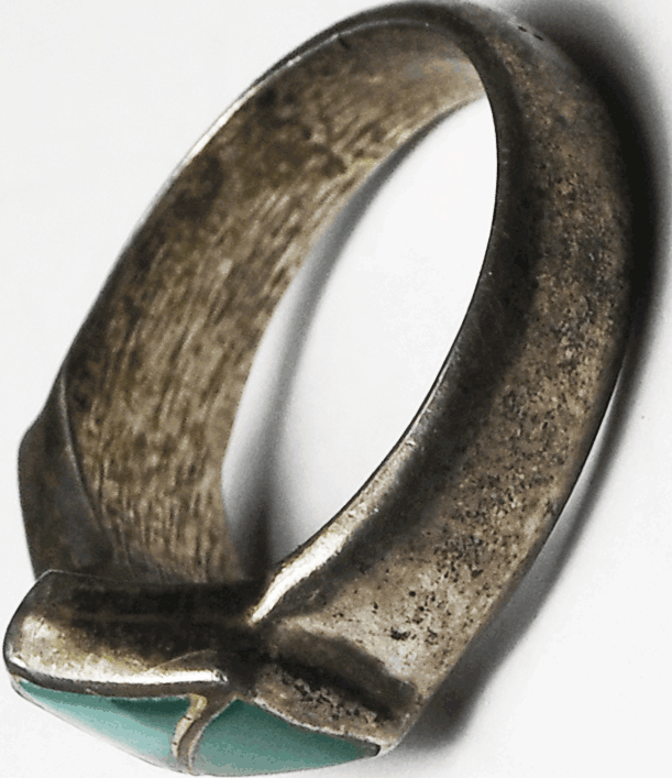Sterling Silver SKJ Kallestewa Turquoise Inlay Zigzag Ring 7mm Size 5-1/2
