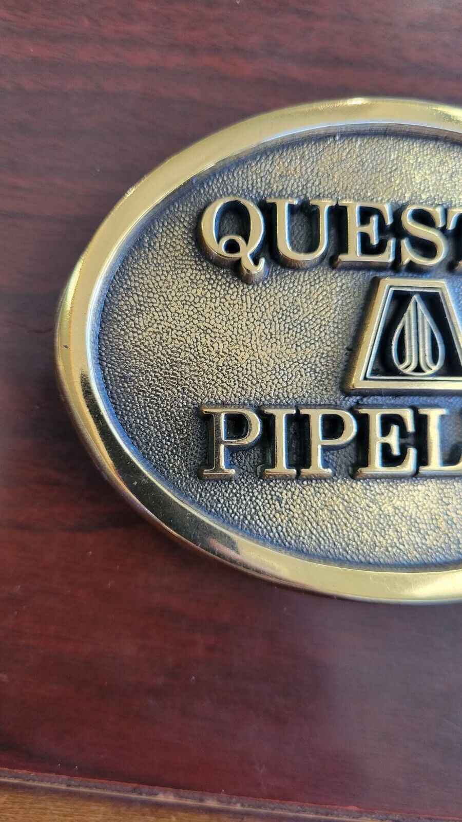 Questar Pipeline Belt Buckle Solid Brass 6 Year Safety Award Pacific Brass