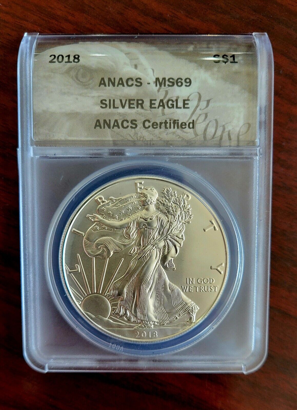 2018 $1 American Silver Eagle ANACS MS69 Silver Dollar .999 Fine Silver 1oz.