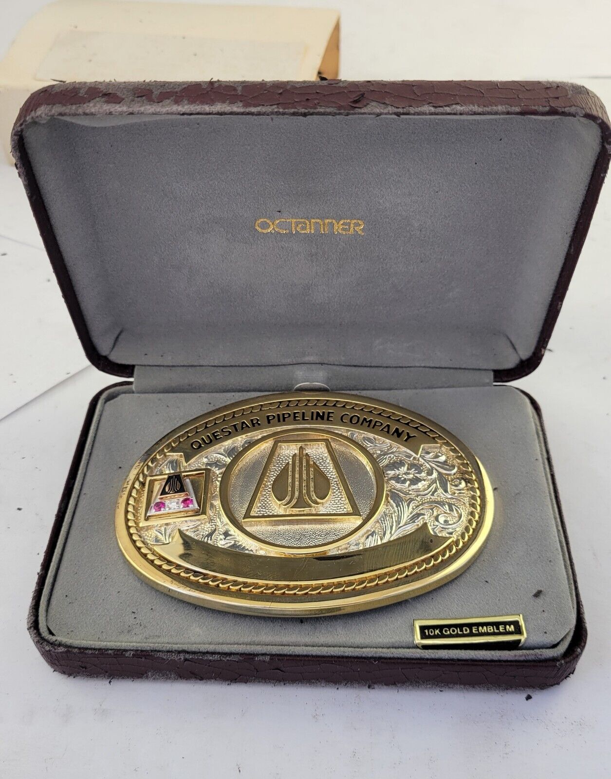 Vintage Questar Pipeline Mountain Fuel 10 Year Award Belt Buckle Boxed