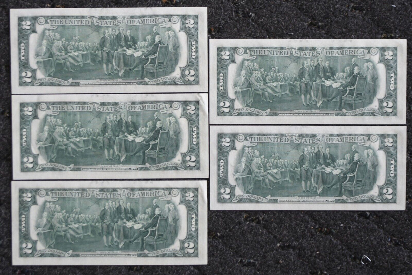 5 1976 $2 Two Dollars Federal Reserve Star Notes J KC Sequential J00321113*-117*