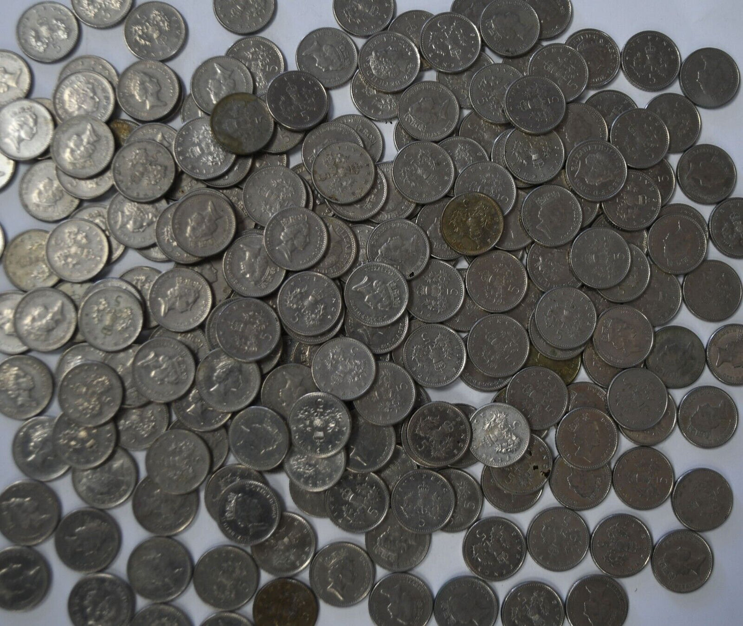 215pc Great Britain 5 Five Pence Copper Nickel Coins 1990-2006