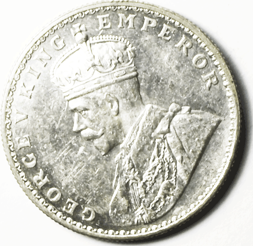 1918 India-British Silver One Rupee Silver Coin KM# 524 AU-Unc