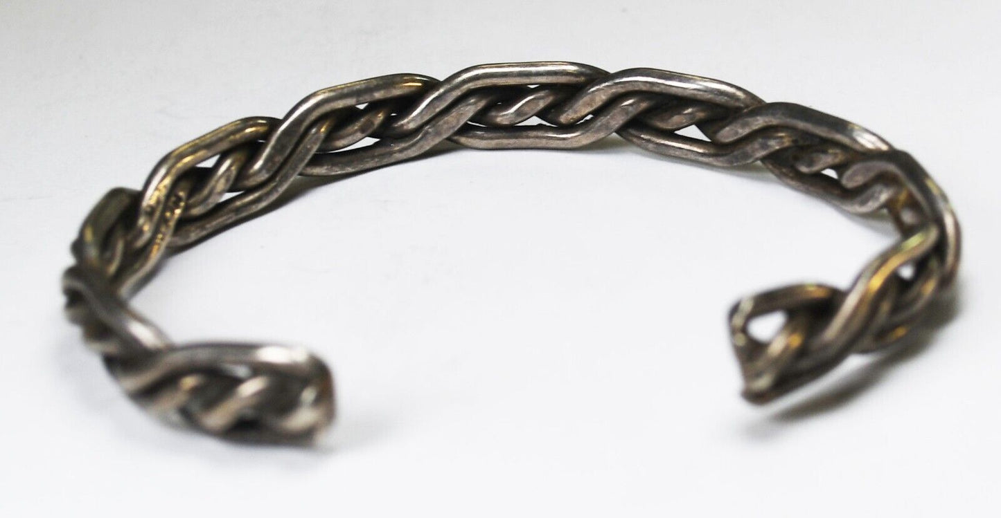 Sterling Silver Wire Twist Cuff Bracelet 7mm 7" Wrist
