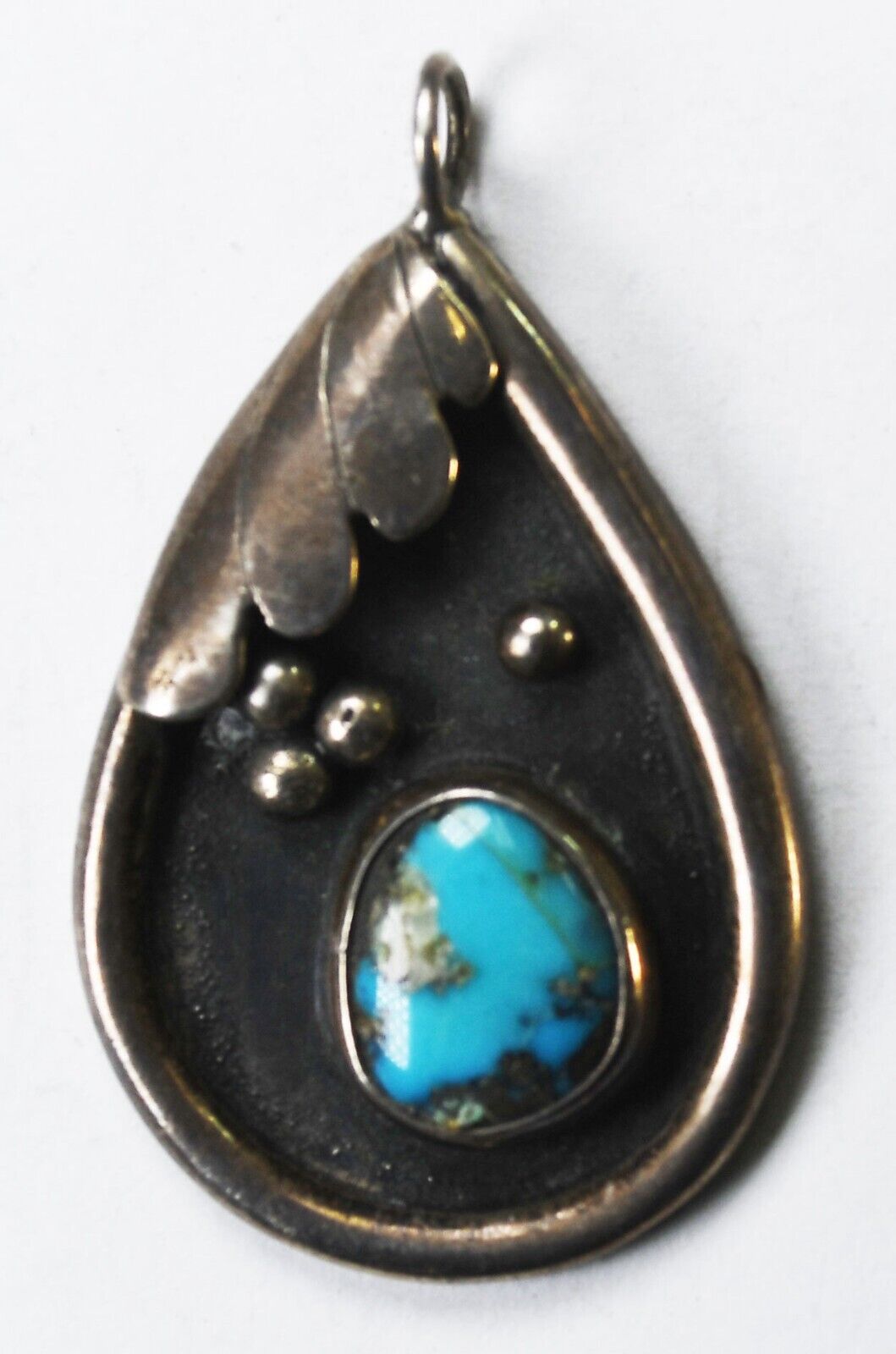 Sterling Silver Turquoise Teardrop Pendant 41mm Pendant