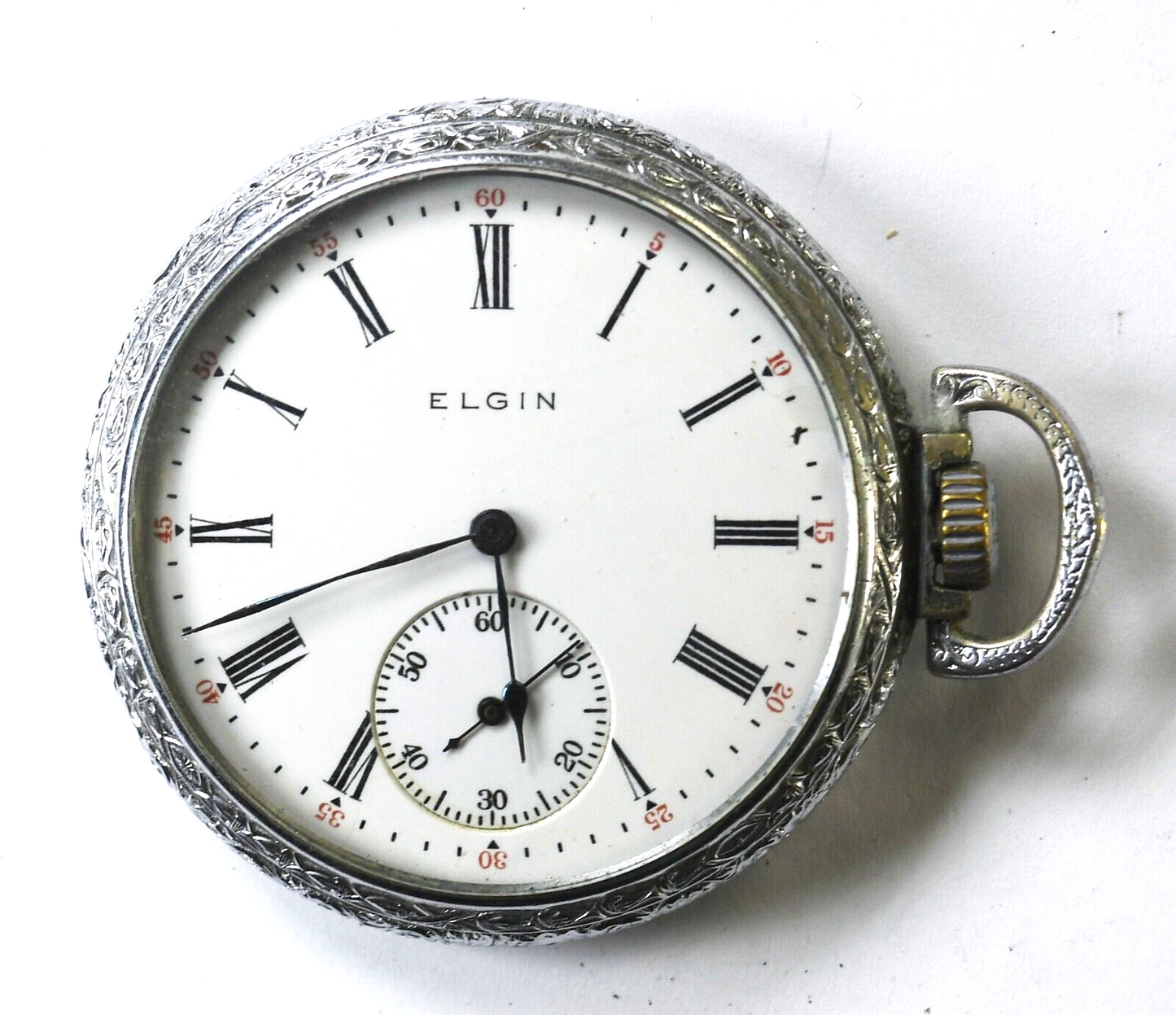 1916 Elgin 314 Size 12 Open Face Pocket Watch Deco Case