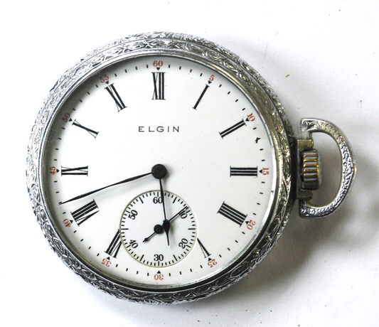 1916 Elgin 314 Size 12 Open Face Pocket Watch Deco Case