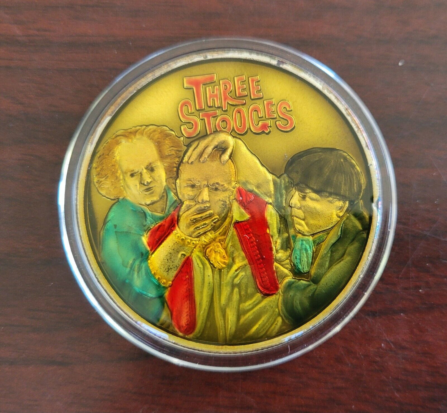 The Three Stooges Enameled Coin 1 Troy oz .999 Fine Silver Round Colorized