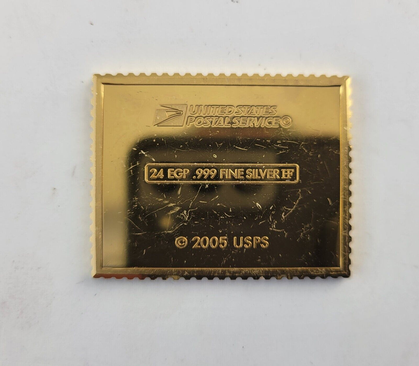 USPS United We Stand .999 Fine Silver Gold Plated Stamp Dwight D Eisenhow .87oz.