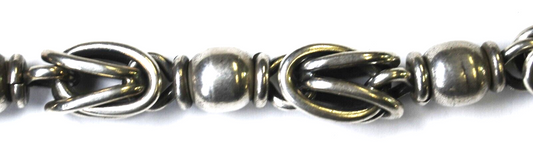 Sterling Silver Heavy 131g Knotted Hoop Link Toggle Necklace 11mm 18.25"