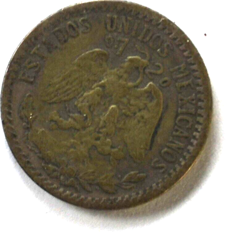 1920 Mexico Estados Unidos Mexicanos 20 Twenty Centavos Silver Coin