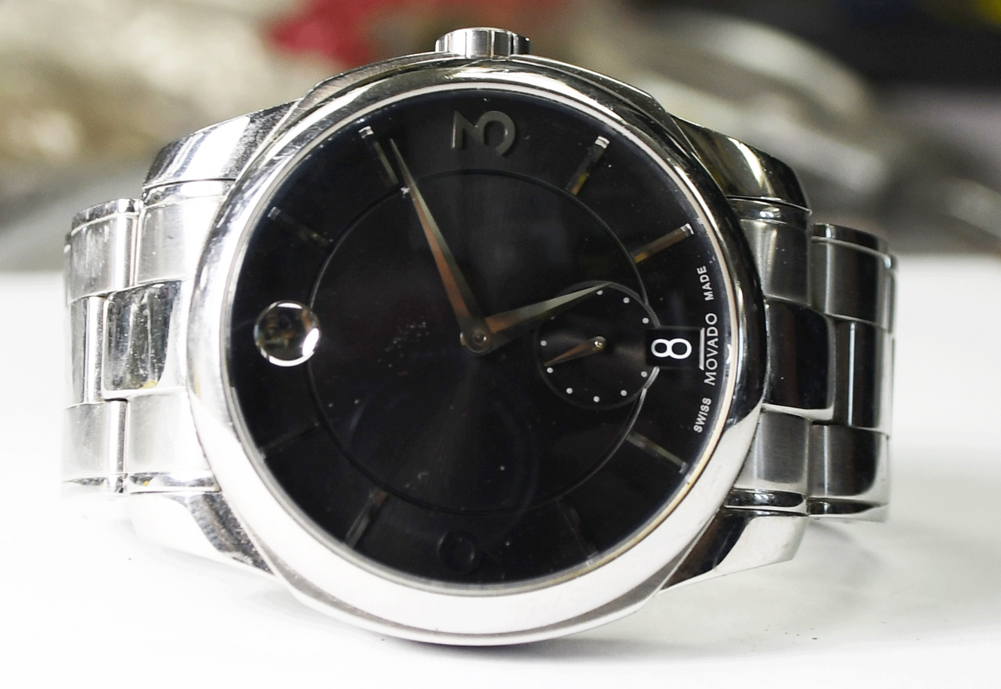 Movado LX Quartz 38.1.14.1206  Wristwatch 42mm Stainless 6-3/4" Wrist