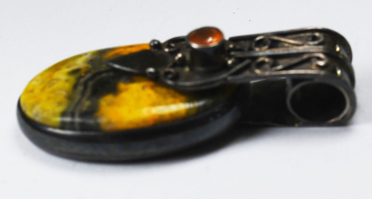 Sterling Silver Bumble Bee Jasper Pendant 42mm x 20mm