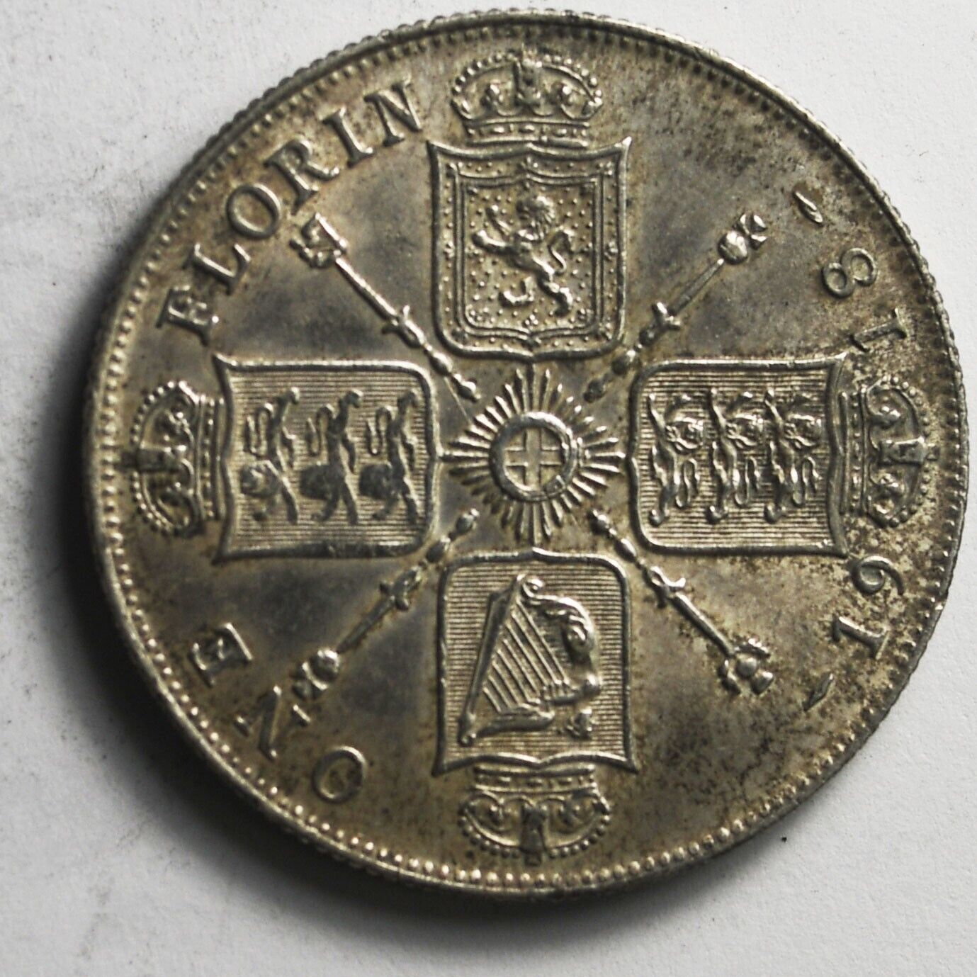 1918 Great Britain Florin Two Shillings KM# 817 Silver Coin AU Cleaned