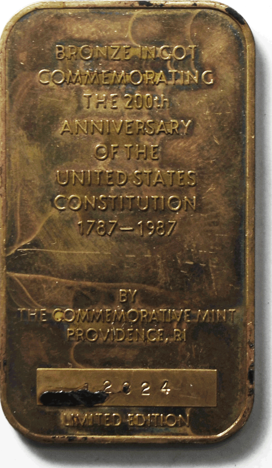 1987 Constitution Bicentennial Bronze Medal We The People LE Bronze Ingot 27g