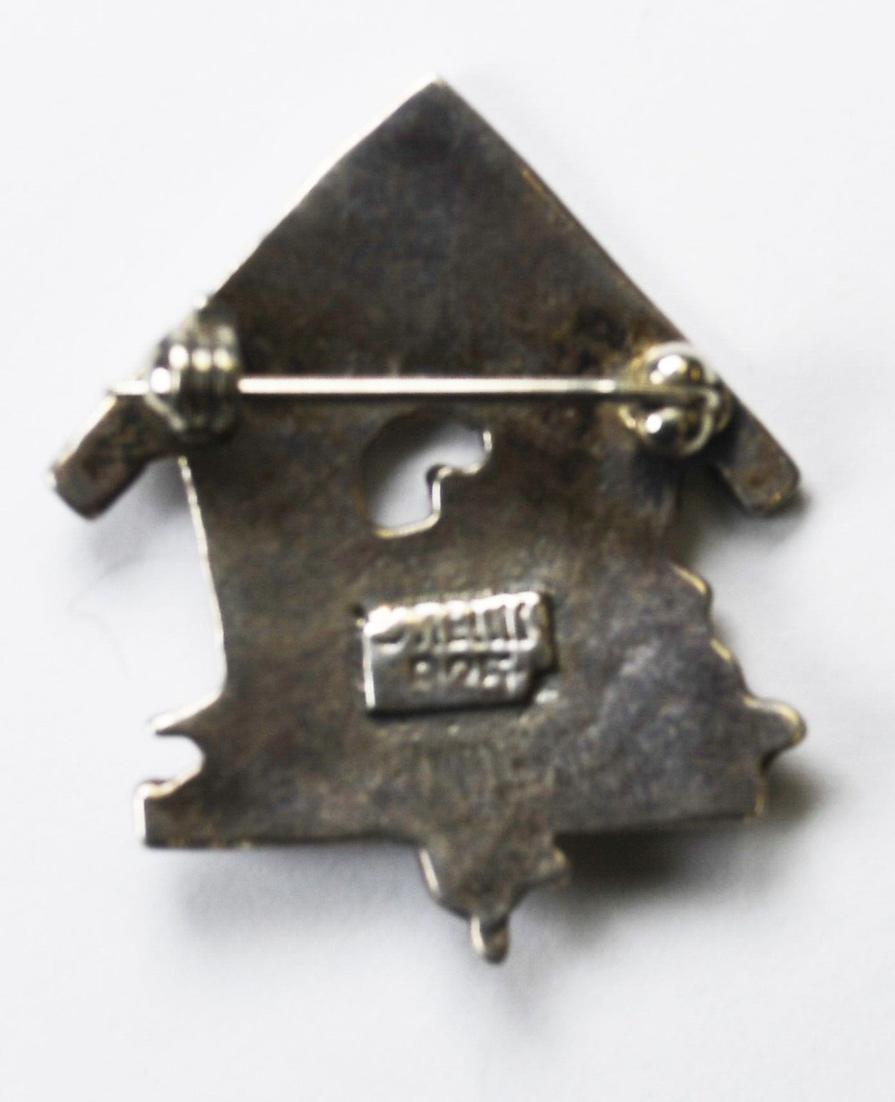 Sterling Silver MEINK Mary Engelbreit Birdhouse Bird Brooch Pin 35mm x 29mm