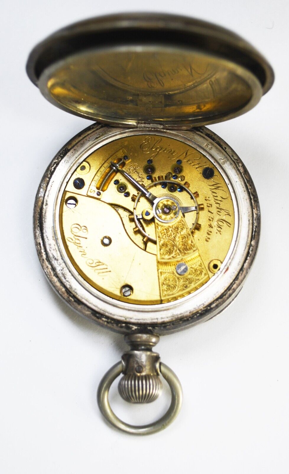 1890 Elgin Size 18 Open Face Coin Silver Case Pocket Watch 385