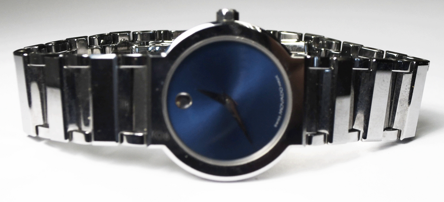 Women's Movado 89.C1.1841 Tungsten Valor 26mm Quartz 6-3/4" Wrist Blue Museum