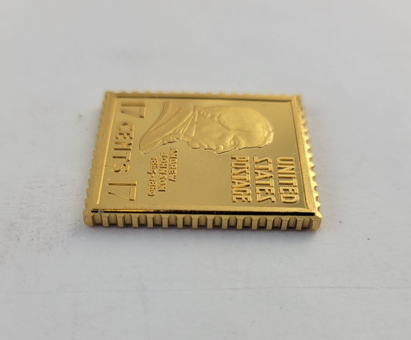 USPS United We Stand .999 Fine Silver Gold Plated Stamp Andrew Johnson .35oz