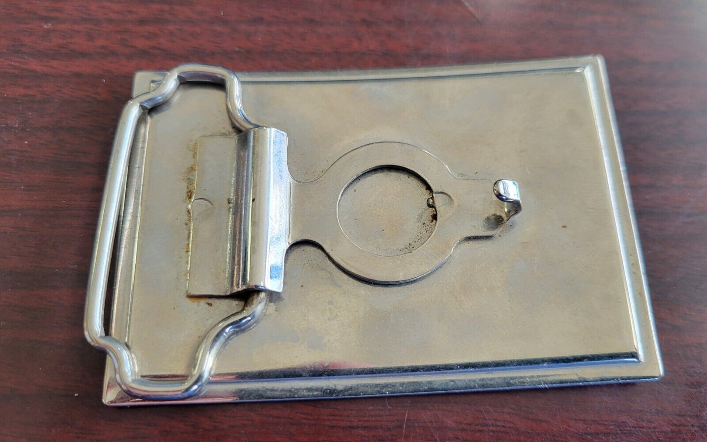 Vintage Motorcycle Belt Buckle Copper Inserted In Stainless Steel 3 1/4"x 2 1/4"