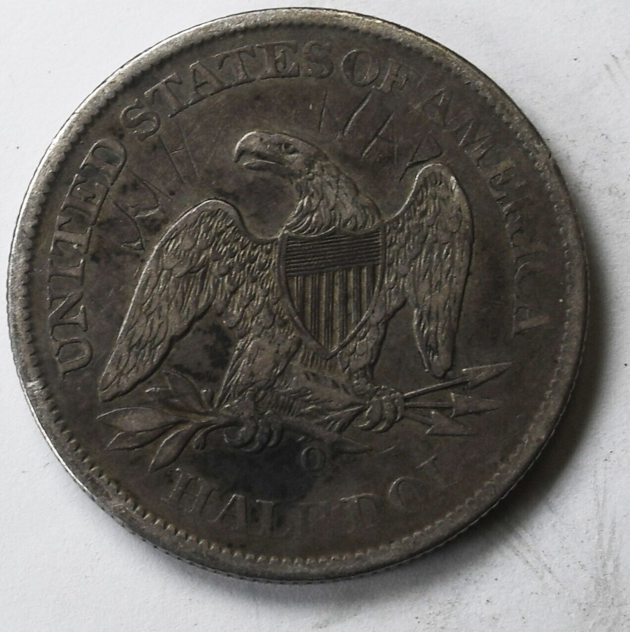 1860 O 50c Seated Liberty Silver Half Dollar Fifty Cents New Orleans Graffiti