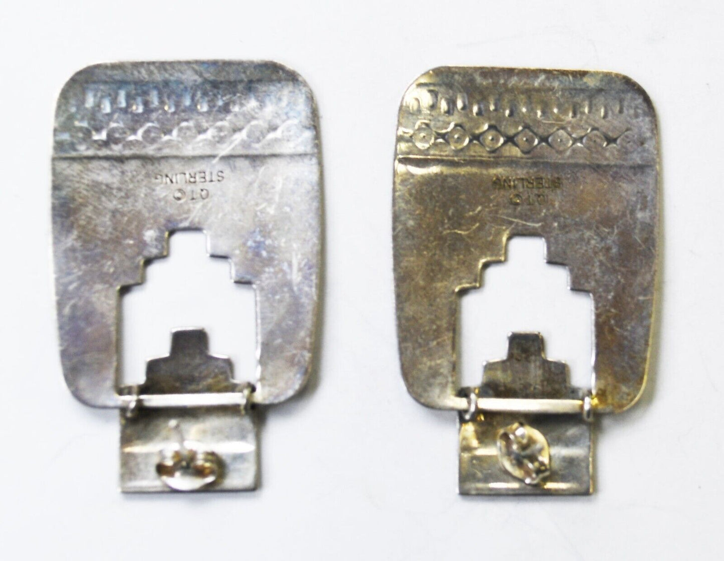Sterling Silver Quoc QT Geometric Cutout Earrings 41mm x 26mm