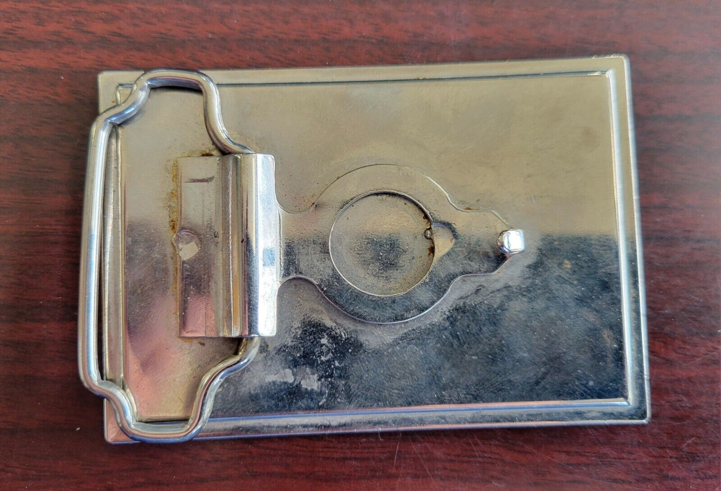 Vintage Motorcycle Belt Buckle Copper Inserted In Stainless Steel 3 1/4"x 2 1/4"