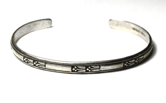 Sterling Silver Ed Levin 5mm Flower Cuff Bracelet 6.5" Wrist